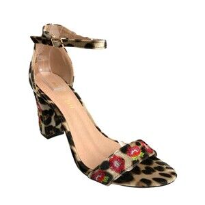 Madden Girl Animal Print Behave Embroidered Block Heel Sandals 9